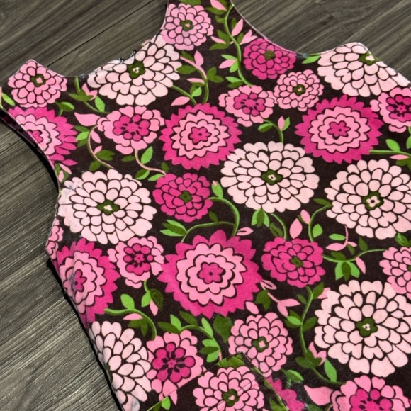 Lilly Pulitzer Vintage White Label Girls Dress Sz 6 Floral Pink Green Brown - Picture 2 of 5